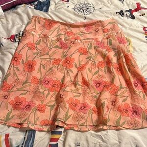 Fashion Bug Floral A-Line Skirt in Peach and Pink
